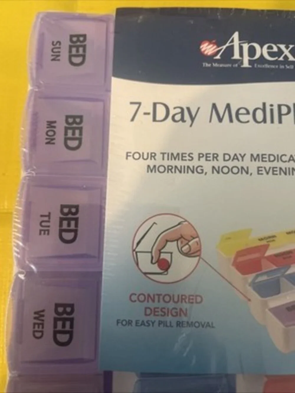 Apex 7-Day MediPlanner Pill Box 4 Times per Day Contour Design NEW Organization